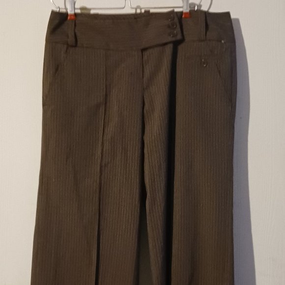 Sz 10 Larry Levine Brown Striped Pants - Picture 1 of 9